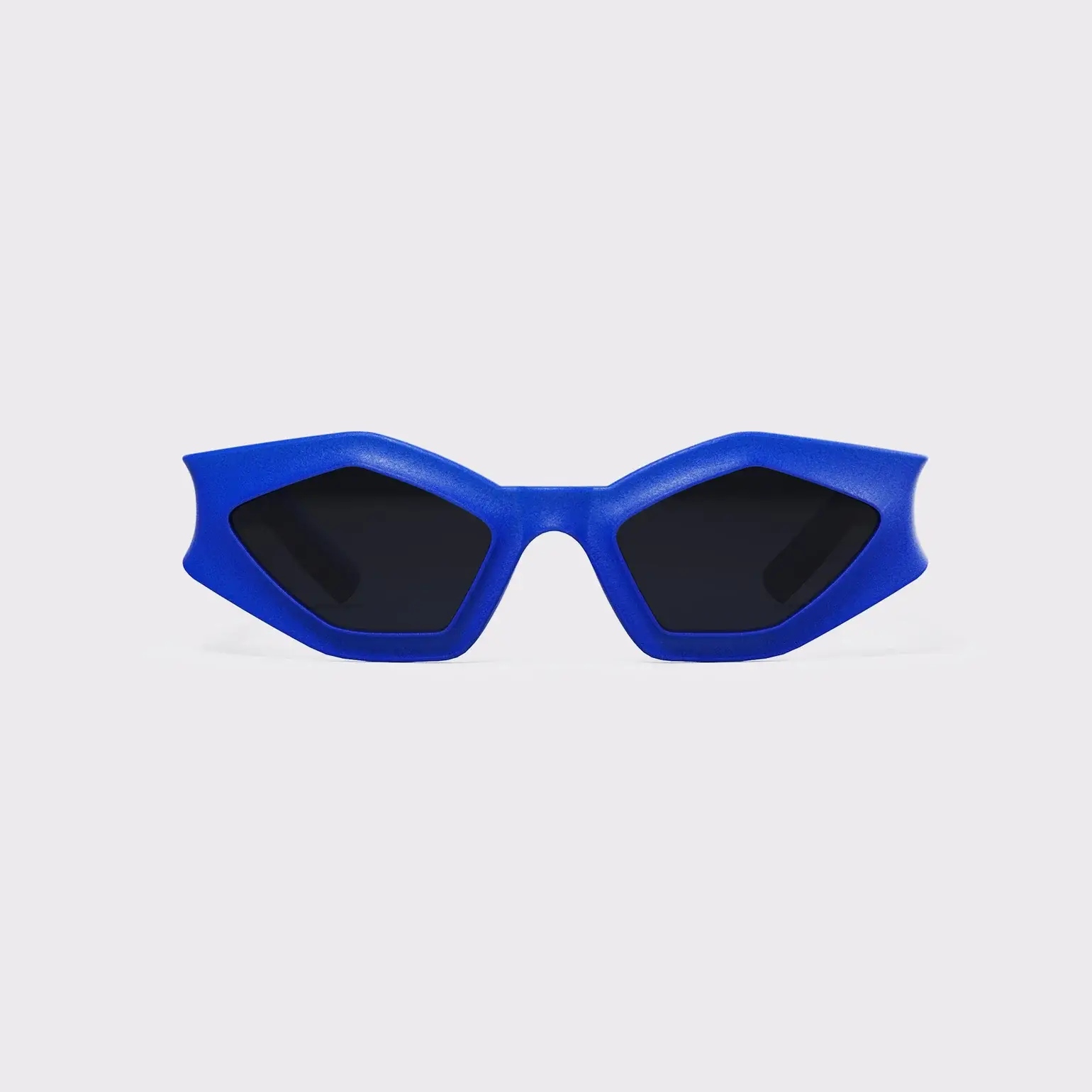 REFRAMD Afronaut Sankofa blue 3D printed sunglasses front view parametric eyewear design