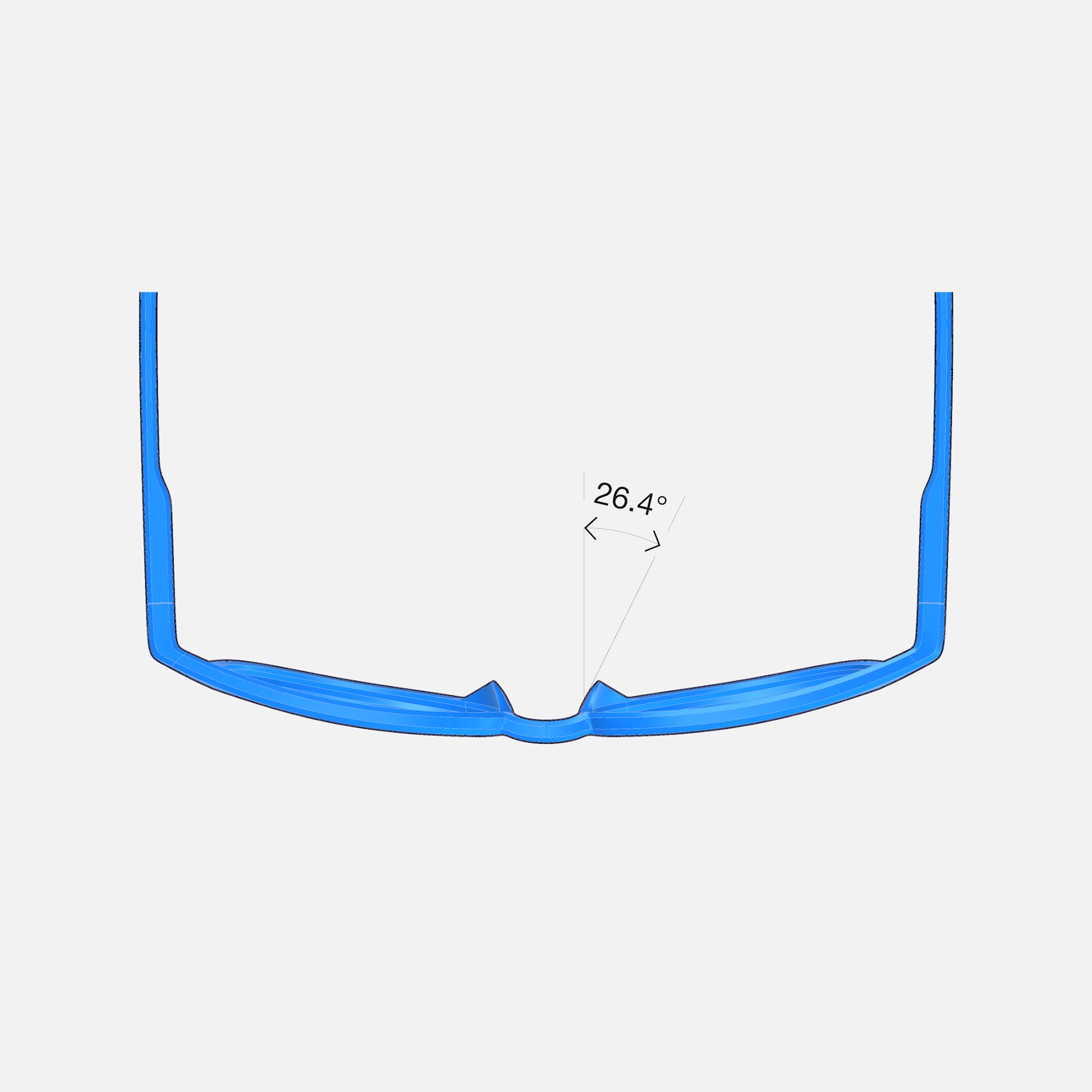 The angle between the two nose-bearing surfaces.